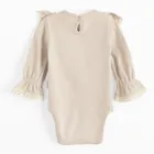 Body dziewczęce z długim rękawem, beżowe, Nicol