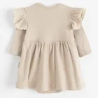 Body sukienka dziewczęce z długim rękawem, beżowe, Nicol
