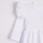 Body sukienka dziewczęce z długim rękawem, białe, Nicol