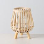 Boltze Home, Torla, świecznik bambusowy ze szklanym wkładem, 23 cm