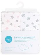 Ceba Baby, Grey Stars, pokrowiec na przewijak miękki, pink stars, 50-70 cm, 2 szt.