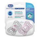 Chicco, Physioforma Light, smoczek uspokajający, silikonowy, różowy, 2-6 m, 2 szt.