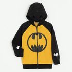 Cool Club, Bluza chłopięca z kapturem, rozpinana, czarno-musztardowa, Batman