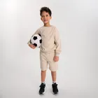 Cool Club, Komplet chłopięcy, Bluza ocieplana, Szorty, beżowy