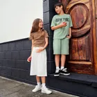 Cool Club, T-shirt dziewczęcy, prążkowany, brązowy