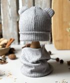 Czapka dziecięca, sweterkowa, szara, Iltom