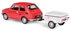 Daffi, Niewiadów, Fiat 126p z krótką przyczepką, pojazd, model metalowy, 1:43, czerwony