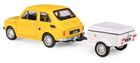 Daffi, Niewiadów, Fiat 126p z krótką przyczepką, pojazd, model metalowy, 1:43, żółty