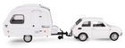 Daffi, Niewiadów, Fiat 126p z przyczepą kempingową, pojazd, model metalowy, 1:43, biały