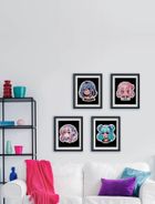 Diamond Dotz, diamentowa mozaika, flokowana, Neon Anime Girls, 4 obrazki