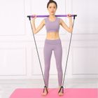Drążek fitness z gumami do ćwiczeń, Pilates Bar, fioletowy