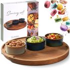 Excellent Houseware, miseczki na przekąski, na tacy, ceramiczne, 4 elementy