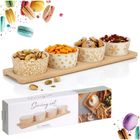 Excellent Houseware, miseczki na przekąski, na tacy, porcelanowe, 5 elementów