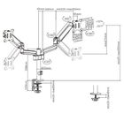 Gembird, uchwyt na 2 monitory, regulowany, 17"-32"
