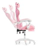 Gordon Trade, fotel gamingowy z podnóżkiem, regulowany, poduszka masująca, różowy-biały
