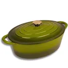 Hage, brytfanna żeliwna, emaliowana, gęsiarka, oliwkowa, 6l