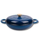 Hage, garnek żeliwny, emaliowany, płaski, niebieski, 30 cm, 3l