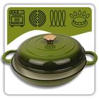 Hage, garnek żeliwny, emaliowany, płaski, oliwkowy, 30 cm, 3l