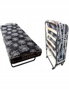 HaloFuture, łóżko gościnne, turystyczne, składane z materacem i kółkami, szary, 80-190 cm