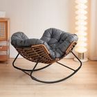 HaloFuture, nowoczesny fotel bujany z podnóżkiem, skandynawski kokon, szary