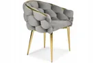 Hedo, Glamour, krzesło welurowe, złote nogi, szare