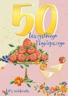 Henry, karnet A5 z kopertą, złocony, urodziny 50, patera z truskawkami