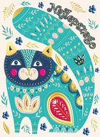 Henry, karnet B6 z kopertą, złocony, turkusowy kot