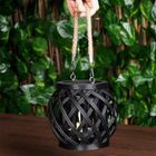 Home Styling Collection, lampion na świeczkę, bambusowy, czarny, 14,5-14 cm