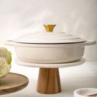 Homla, Andreas, garnek żeliwny, beżowy płaski, 28 cm, 2,5l