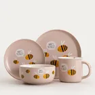 Homla, Annbee, talerz, z pszczołą różowy, 16 cm