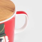 Homla, Fedo, kubek, z bambusową pokrywką bordowy, 0,34l