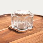 Homla, Gibara, deska, drewniana w kształcie kwiatka ze szklaną miseczką, 30 cm