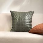 Homla, Katad, poszewka, z ekoskóry z ozdobnymi przeszyciami, zielona, 45-45 cm