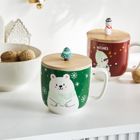 Homla, Moldy, kubek, zielony z misiem i ozdobną pokrywką, 0,3l