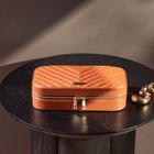 Homla, Rinas, szkatułka na biżuterię, w przeszycia w jodełkę, brązowa, duża, 20,5-10,5-6 cm