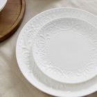 Homla, Sylia, talerz deserowy, biały z ornamentem, 21 cm