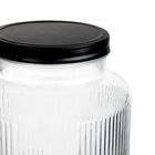 Homla, Velmo, słoik z kranikiem prążkowany z czarną pokrywką, 6l