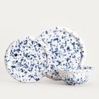 Homla, Wilora, talerz, deserowy nakrapiany granatowy, 21 cm