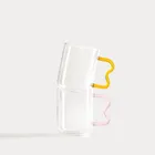 Homla, Zigra, szklanka, z falowanym różowym uchem, 0,4l