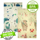 Humbi, dwustronna składana mata edukacyjna z pianki XPE, misie liski i auta, 120-180 cm