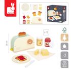 Janod, Shiny Grandma, drewniany zestaw śniadaniowy z tosterem i 12 akcesoriami