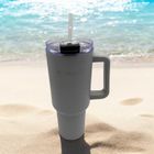 Kamille, stalowy kubek termiczny, termos, 1200 ml, z rączką i słomką