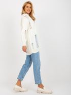 Kardigan damski z wełną, oversize, ecru, Rue Paris