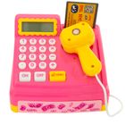 Kasa fiskalna z akcesoriami, światło i dźwięk, różowa