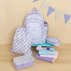 Kayokki, lunchbox dzielony, Szachownica, fioletowo-biała