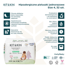 Kit and Kin, biodegradowalne pieluszki jednorazowe, rozmiar 4, Maxi Plus, 9-14 kg, lisek i tygrysek, 32 szt.