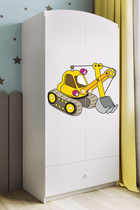 Kocot Kids, Babydreams, szafa, biała, koparka, 181.2-52-90 cm