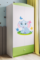 Kocot Kids, Babydreams, szafa, zielona, słonik, 181.2-52-90 cm