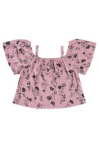 Komplet dziewczęcy, Bluzka z krótkim rękawem, crop top, Szorty, różowy, Quimby