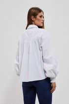 Koszula damska z długim rękawem, biała, Moodo